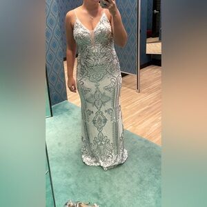 White sequin prom dress